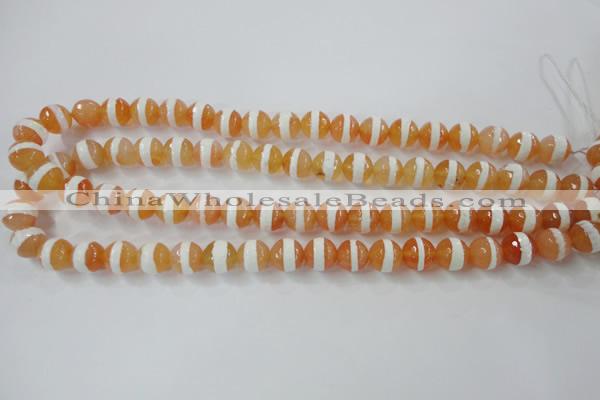 CAG6352 15 inches 12mm faceted round tibetan agate gemstone beads