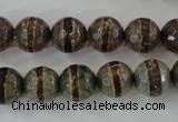 CAG6367 15 inches 10mm faceted round tibetan agate gemstone beads