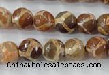 CAG6378 15 inches 8mm faceted round tibetan agate gemstone beads