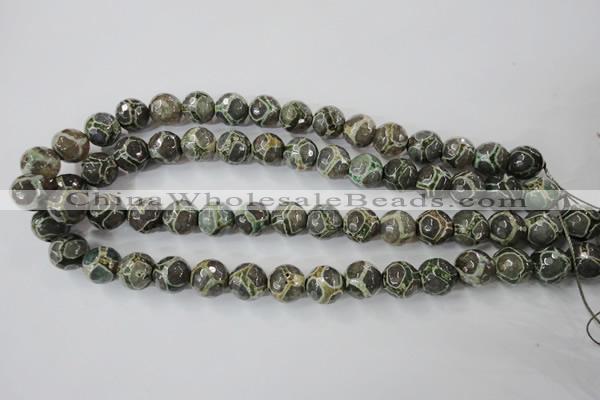 CAG6382 15 inches 8mm faceted round tibetan agate gemstone beads