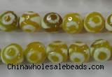 CAG6387 15 inches 8mm faceted round tibetan agate gemstone beads