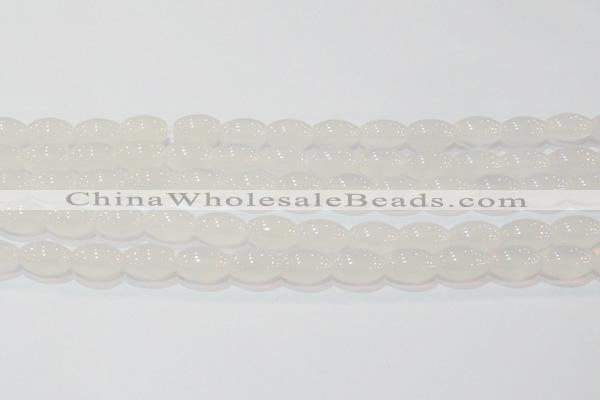 CAG6526 15.5 inches 10*14mm rice Brazilian white agate beads