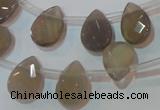 CAG6546 Top-drilled 10*14mm briolette Brazilian grey agate beads