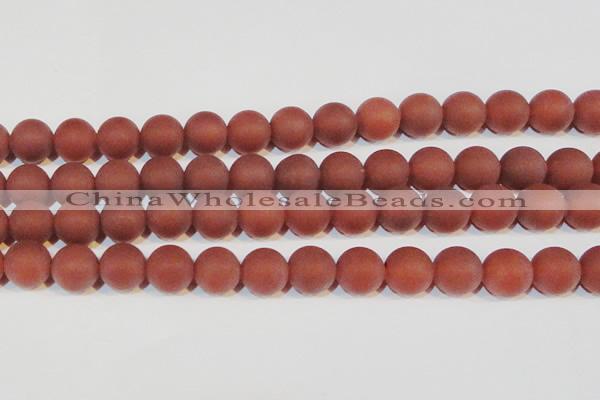 CAG6557 15.5 inches 14mm round matte red agate beads wholesale