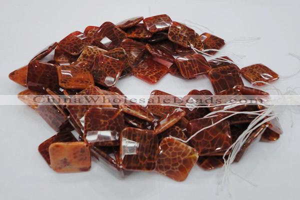 CAG656 15.5 inches 18*18mm faceted rhombic natural fire agate beads