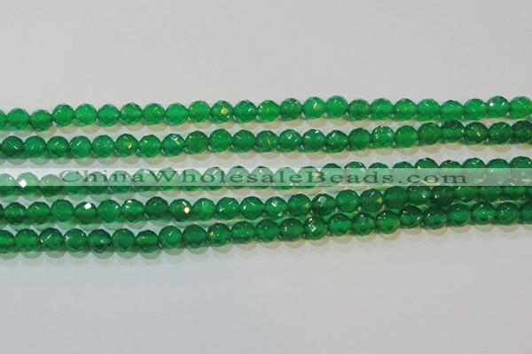 CAG6612 15.5 inches 6mm faceted round green agate gemstone beads