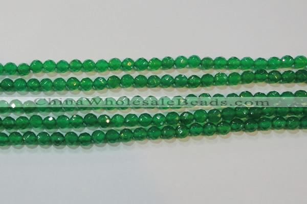 CAG6613 15.5 inches 8mm faceted round green agate gemstone beads