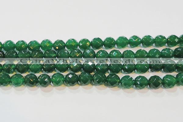 CAG6616 15.5 inches 14mm faceted round green agate gemstone beads