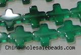 CAG6634 15.5 inches 10*10mm cross green agate gemstone beads