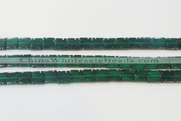CAG6636 15.5 inches 10*10mm square green agate gemstone beads