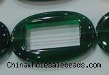 CAG6646 15.5 inches 25*38mm oval green agate gemstone beads