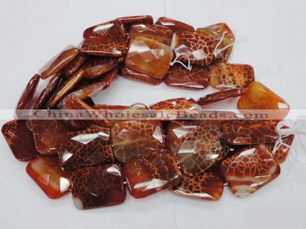 CAG665 15.5 inches 22*30mm faceted rectangle natural fire agate beads