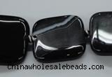 CAG6680 15.5 inches 25*25mm square black line agate beads