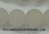 CAG6683 15 inches 14mm round white pilates agate beads
