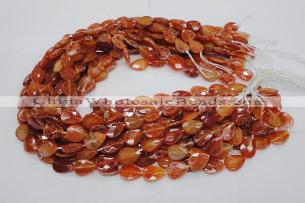 CAG669 15.5 inches 10*14mm faceted flat teardrop natural fire agate beads