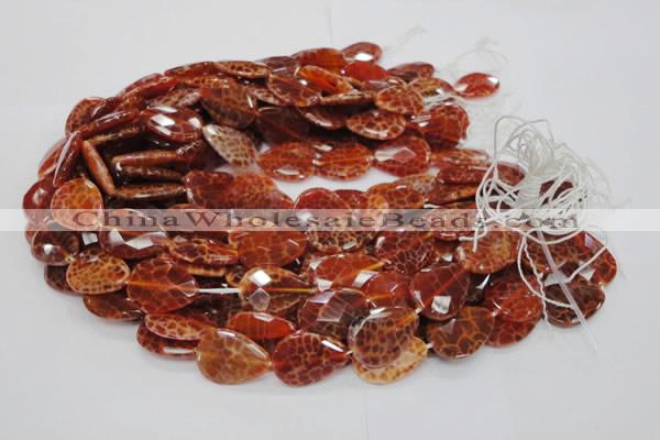 CAG672 15.5 inches 20*30mm faceted flat teardrop natural fire agate beads