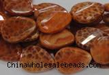 CAG674 15.5 inch 15*20mm faceted teardrop twisted natural fire agate beads