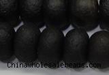 CAG6748 15 inches 10*14mm rondelle black pilates agate beads