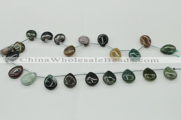 CAG6839 Top drilled 10*14mm flat teardrop Indian agate beads