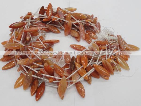 CAG685 15.5 inches 10*30mm marquise natural fire agate beads