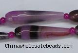 CAG6902 15.5 inches 10*40mm faceted teardrop line agate beads