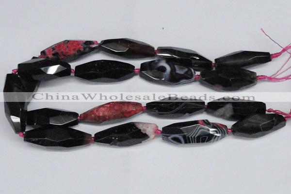 CAG6911 15.5 inches 13*40mm - 15*45mm faceted rice line agate beads