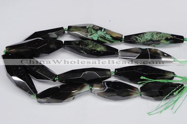 CAG6916 15.5 inches 18*65mm faceted rice line agate beads