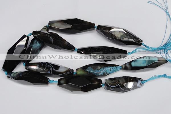 CAG6917 15.5 inches 18*65mm faceted rice line agate beads