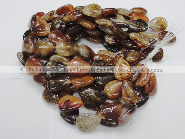 CAG695 15.5 inches 25*32mm flat teardrop dragon veins agate beads