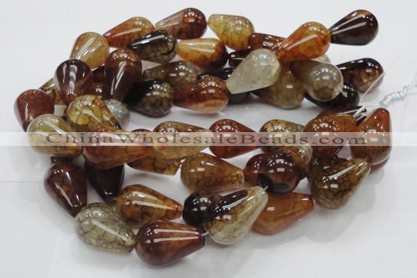 CAG698 15.5 inches 20*30mm teardrop dragon veins agate beads