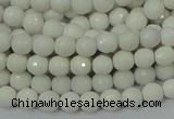 CAG710 15.5 inches 6mm faceted round white agate gemstone beads