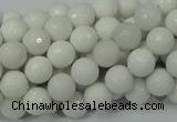 CAG711 15.5 inches 8mm faceted round white agate gemstone beads