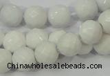 CAG712 15.5 inches 10mm faceted round white agate gemstone beads