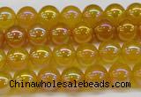 CAG7120 15.5 inches 4mm round AB-color yellow agate gemstone beads