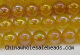 CAG7121 15.5 inches 6mm round AB-color yellow agate gemstone beads