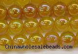 CAG7122 15.5 inches 8mm round AB-color yellow agate gemstone beads