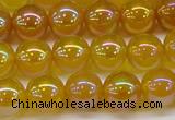 CAG7123 15.5 inches 10mm round AB-color yellow agate gemstone beads