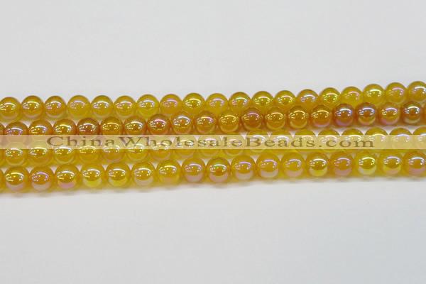 CAG7123 15.5 inches 10mm round AB-color yellow agate gemstone beads