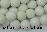 CAG713 15.5 inches 12mm faceted round white agate gemstone beads