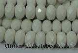 CAG715 15.5 inches 6*10mm faceted rondelle white agate gemstone beads