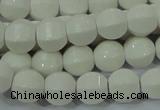 CAG717 15.5 inches 10mm pumpkin shape white agate gemstone beads