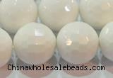 CAG7187 15.5 inches 18mm faceted round white agate gemstone beads