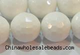 CAG7188 15.5 inches 20mm faceted round white agate gemstone beads