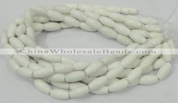 CAG719 15.5 inches 10*20mm rice white agate gemstone beads wholesale