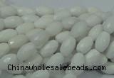 CAG720 15.5 inches 6*8mm faceted rice white agate gemstone beads