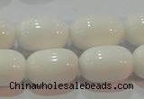 CAG7212 15.5 inches 10*14mm drum white agate gemstone beads