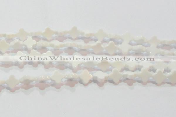 CAG7218 15.5 inches 12*12mm flower white agate gemstone beads