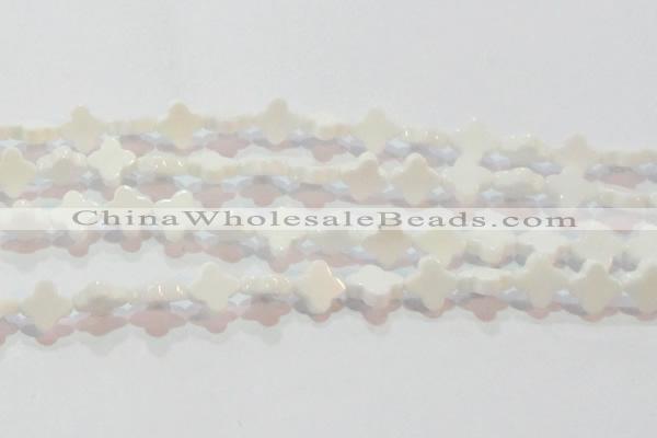 CAG7218 15.5 inches 12*12mm flower white agate gemstone beads