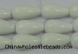 CAG722 15.5 inches 10*20mm teardrop white agate gemstone beads