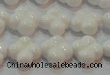 CAG7220 15.5 inches 12*12mm carved flower white agate gemstone beads